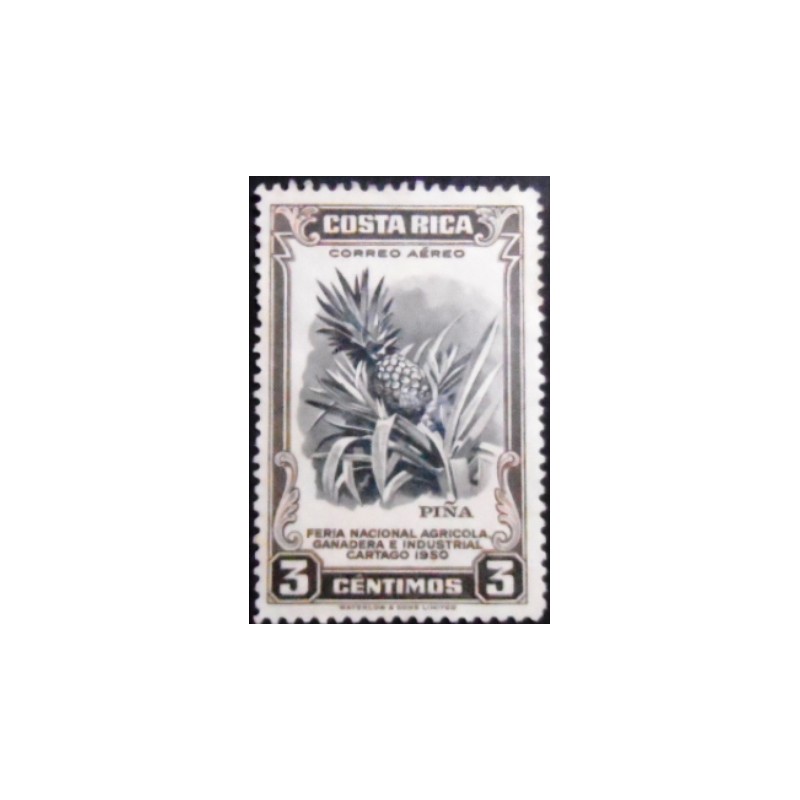 Imagem do selo postal de Costa Rica de 1950 Pineapple