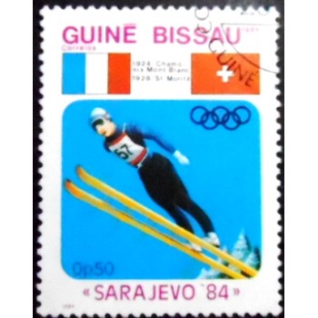 Imagem do selo postal da Guiné Bissau de 1984 Winter Olympic Games