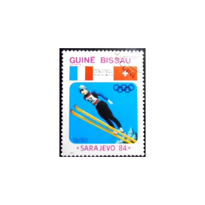 Imagem do selo postal da Guiné Bissau de 1984 Winter Olympic Games