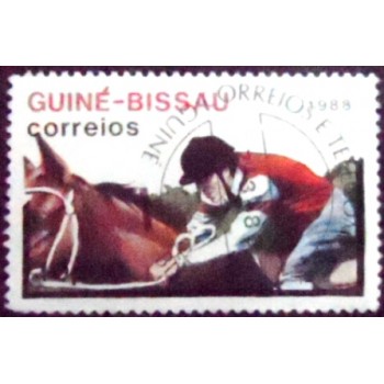 Imagem do selo postal de Guiné Bissau de 1988 Equestrian