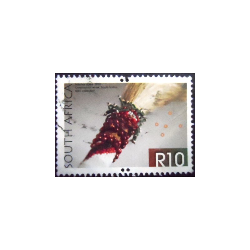 Imagem do selo postal da África do Sul de 2010 Ceremonial whisk