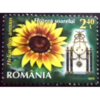 Imagem do selo postal da Romênia de 2013 Sunflower