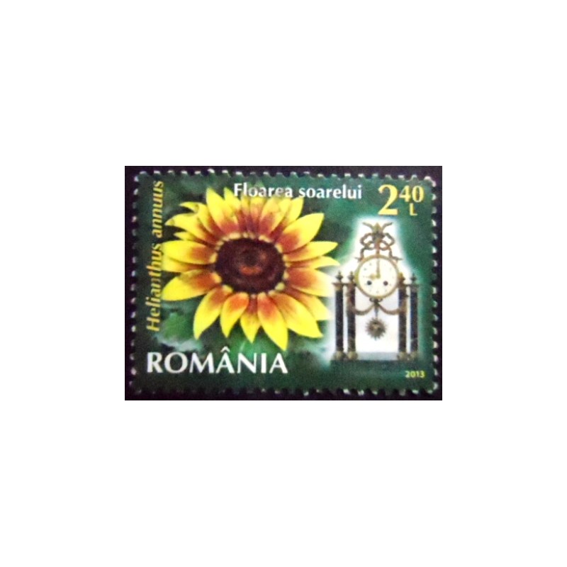 Imagem do selo postal da Romênia de 2013 Sunflower