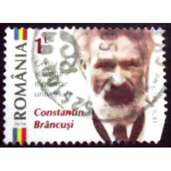Imagem do selo postal da Romênia de 2016 Constantin Brancusi
