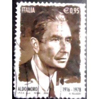 Imagem do selo postal da Itália de 2016 Aldo Moro