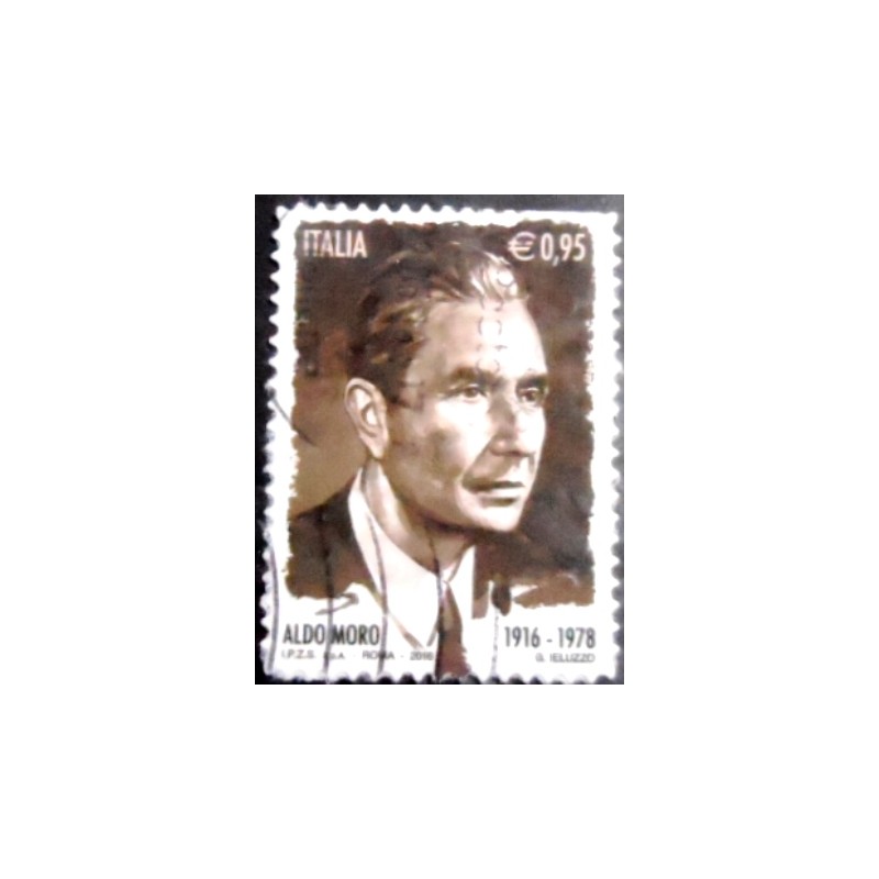 Imagem do selo postal da Itália de 2016 Aldo Moro