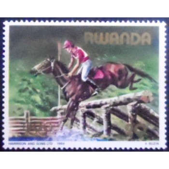 Selo postal de Ruanda de 1984 Equestrian