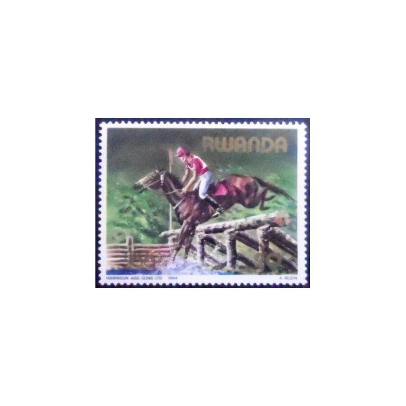 Selo postal de Ruanda de 1984 Equestrian