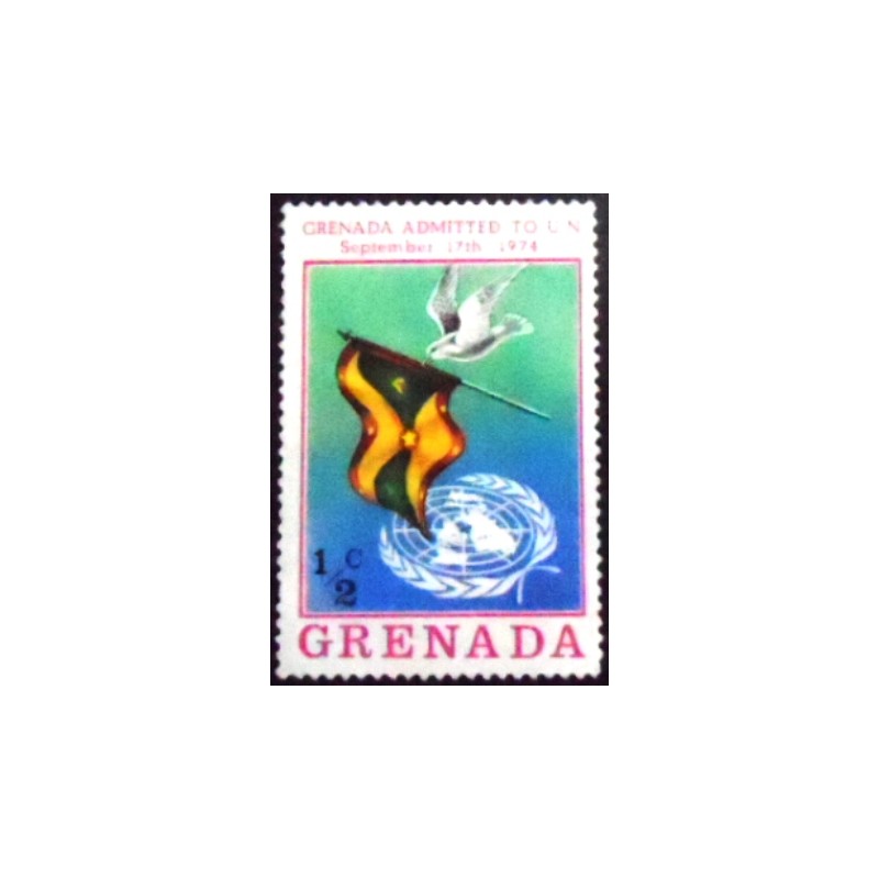 Imagem do selo postal de Grenada de 1975 - Grenada flag and U.N.