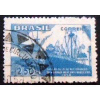 Imagem do selo postal do Brasil de 1958 Marinha Mercante NCC