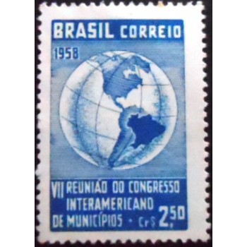 Selo postal do Brasil de 1958 Congresso Interamericano de Municípios M