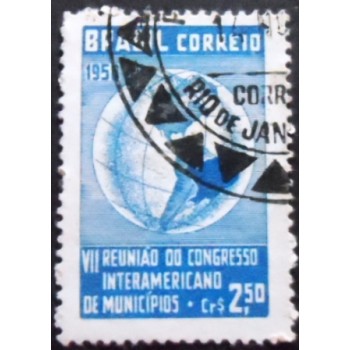 Imagem do selo postal do Brasil de 1958 Congresso Interamericano de Municípios NCC