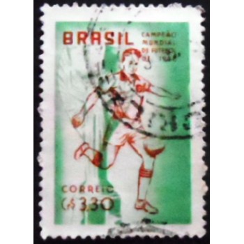 Imagem do selo postal do Brasil de 1959 Copa do Mundo da FIFA 1958 U