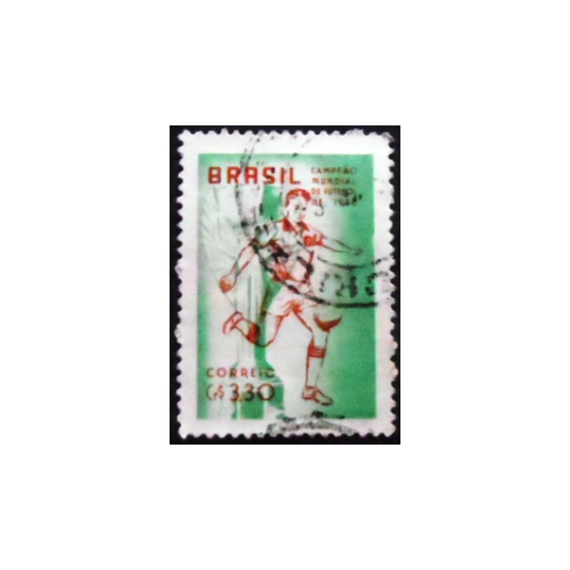 Imagem do selo postal do Brasil de 1959 Copa do Mundo da FIFA 1958 U