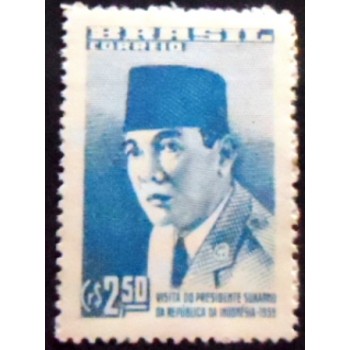 Imagem do selo postal do Brasil de 1959 Presidente Sukarno  M