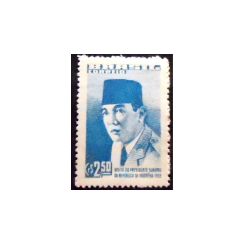 Imagem do selo postal do Brasil de 1959 Presidente Sukarno  M