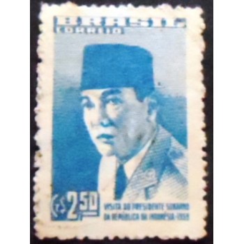 Imagem do selo postal do Brasil de 1959 Presidente Sukarno  U