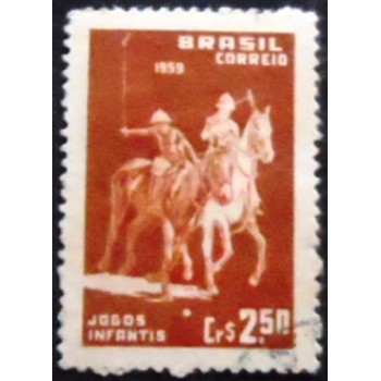 Imagem do selo postal do Brasil de 1959  Jogos Infantis U