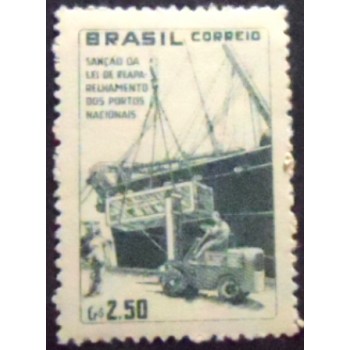 Imagem do selo postal do Brasil de 1959 Fundo Portuário M
