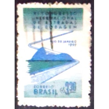 Imagem do selo postal do Brasil de 1959 Congresso Estradas de Rodagem U