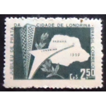 Selo postal do Brasil de 1959 Jubileu de Prata de Londrina M