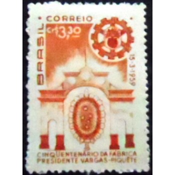 Imagem do selo postal do Brasil de 1959 Fábrica Getúlio Vargas N