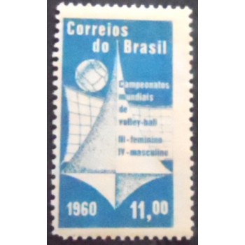 Imagem do selo postal do Brasil de 1960 Mundiais de Voleibol M