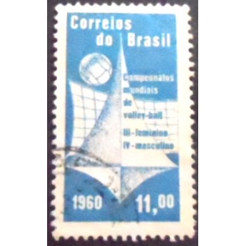 Imagem similar à do selo postal do Brasil de 1960 Mundiais de Voleibol U