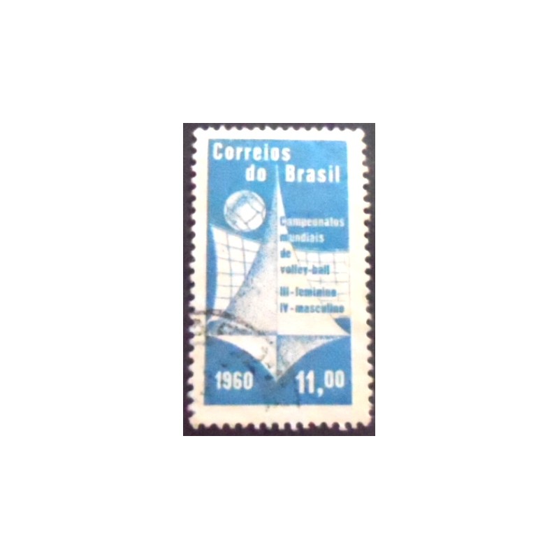 Imagem similar à do selo postal do Brasil de 1960 Mundiais de Voleibol U