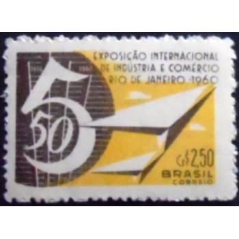 Imagem do selo postal do Brasil de 1960 Exposição Internacional Rio de Janeiro M