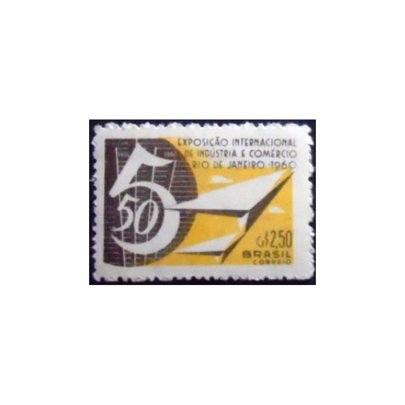 Imagem do selo postal do Brasil de 1960 Exposição Internacional Rio de Janeiro M