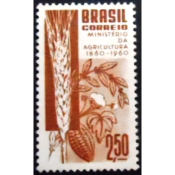 Imagem do selo postal do Brasil de 1960 Ministério da Agricultura M A