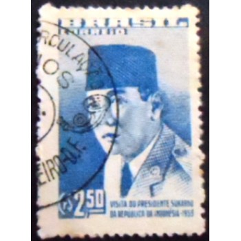 Imagem do selo postal do Brasil de 1959 Presidente Sukarno NCC