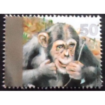 Imagem do selo postal de Israel de 1992 Chimpanzee