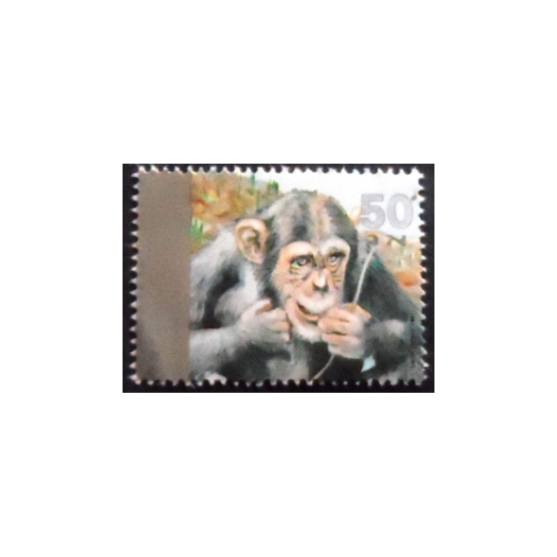 Imagem do selo postal de Israel de 1992 Chimpanzee