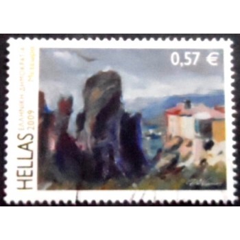 Imagem do selo postal da Grécia de 2009 Meteora