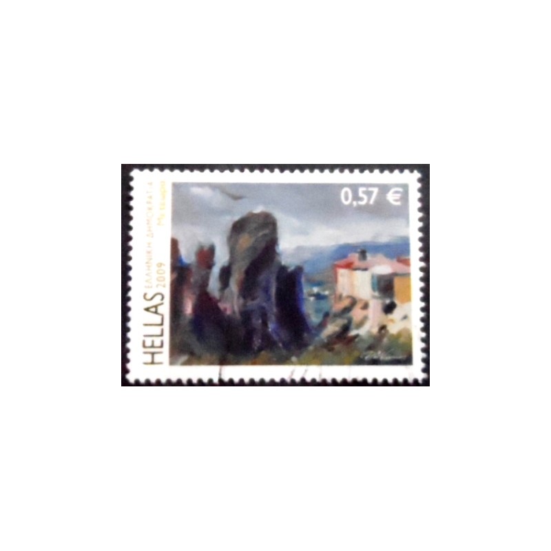 Imagem do selo postal da Grécia de 2009 Meteora