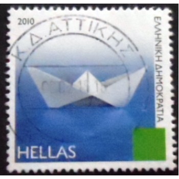 Imagem do selo postal da Grécia de 2010 Little Boat
