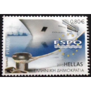 Imagem do selo postal da Grécia de 2015 European Sea Ports (ESPO) Conference