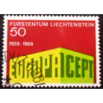 Imagem do selo postal de Liechtenstein de 1969 CEPT Building