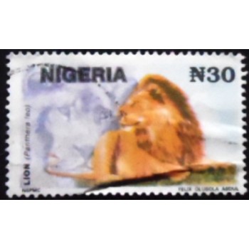 Imagem do selo postal da Nigéria de 1993 Lion