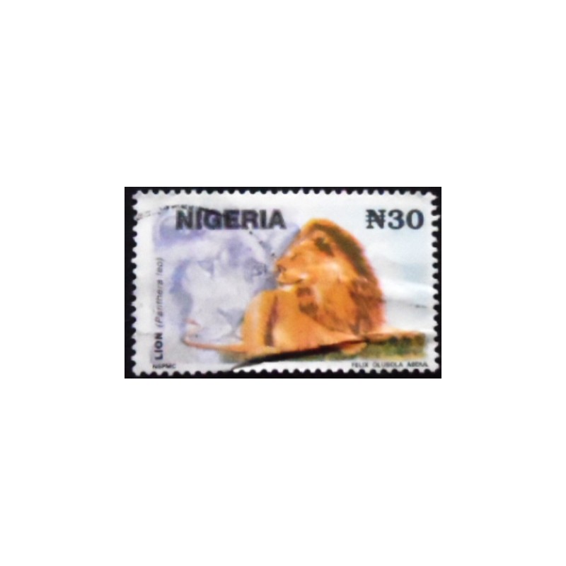 Imagem do selo postal da Nigéria de 1993 Lion