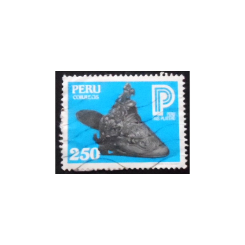 Imagem do selo postal do Peru de 1983 Horseman´s Ornamental Silver shoe