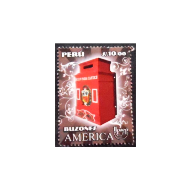 Imagem do selo postal do Peru de 2011 Mailbox with Coat of Arms