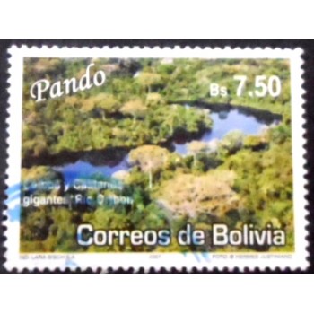Imagem do selo postal da Bolívia de 2007 Trees along Orthon River