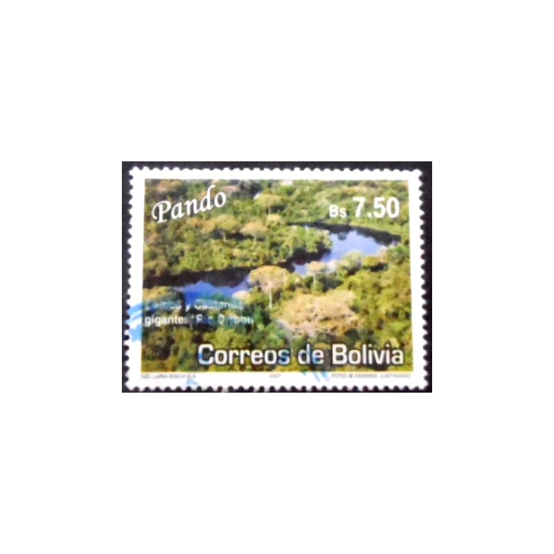 Imagem do selo postal da Bolívia de 2007 Trees along Orthon River