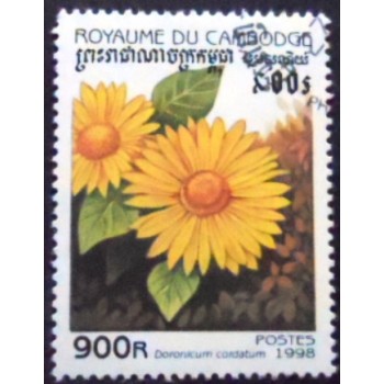 Imagem do selo postal do Cambodja de 1998 Doronicum cordatum