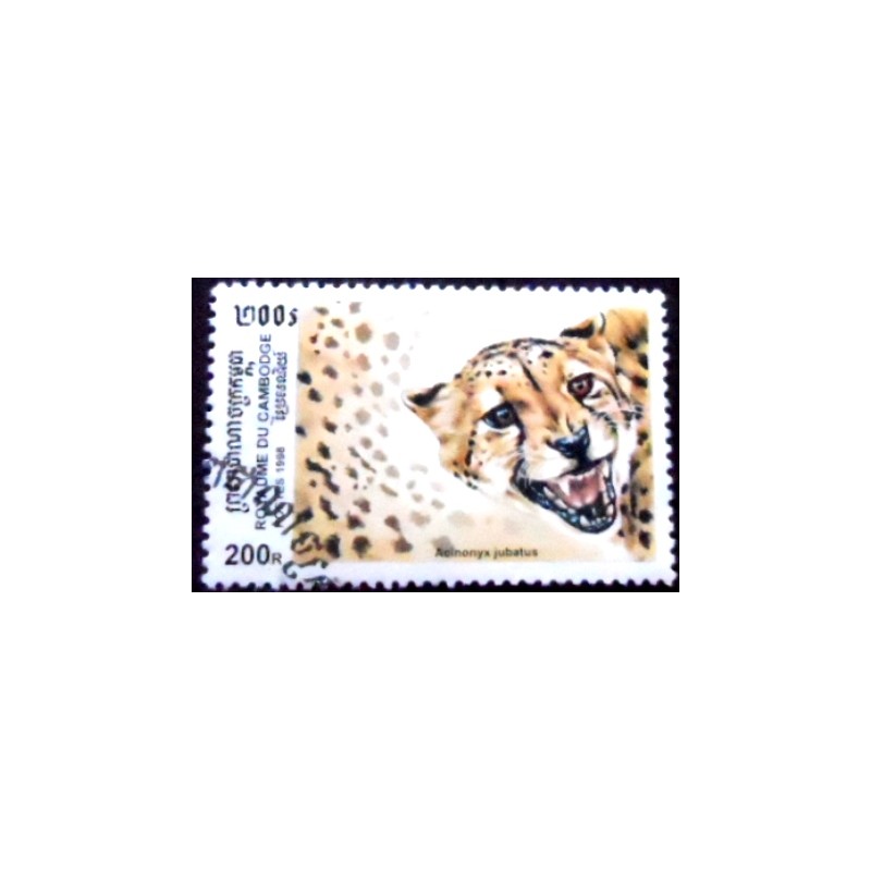 Imagem do selo postal do Cambodja de 1998 Cheetah