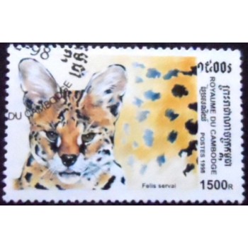 Imagem do selo postal do Cambodja de 1998 Serval
