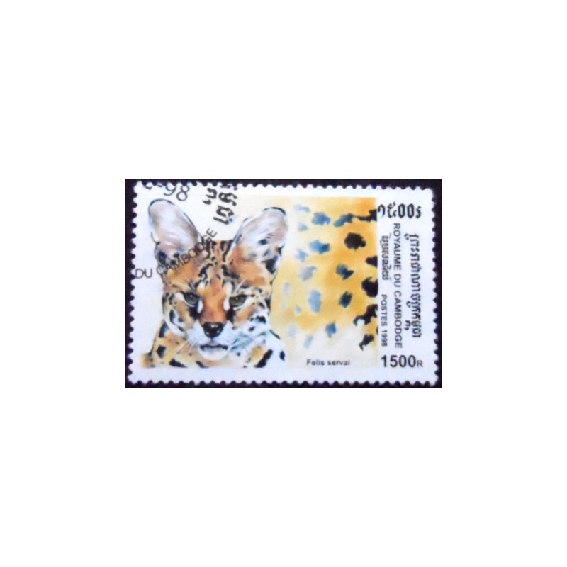 Imagem do selo postal do Cambodja de 1998 Serval